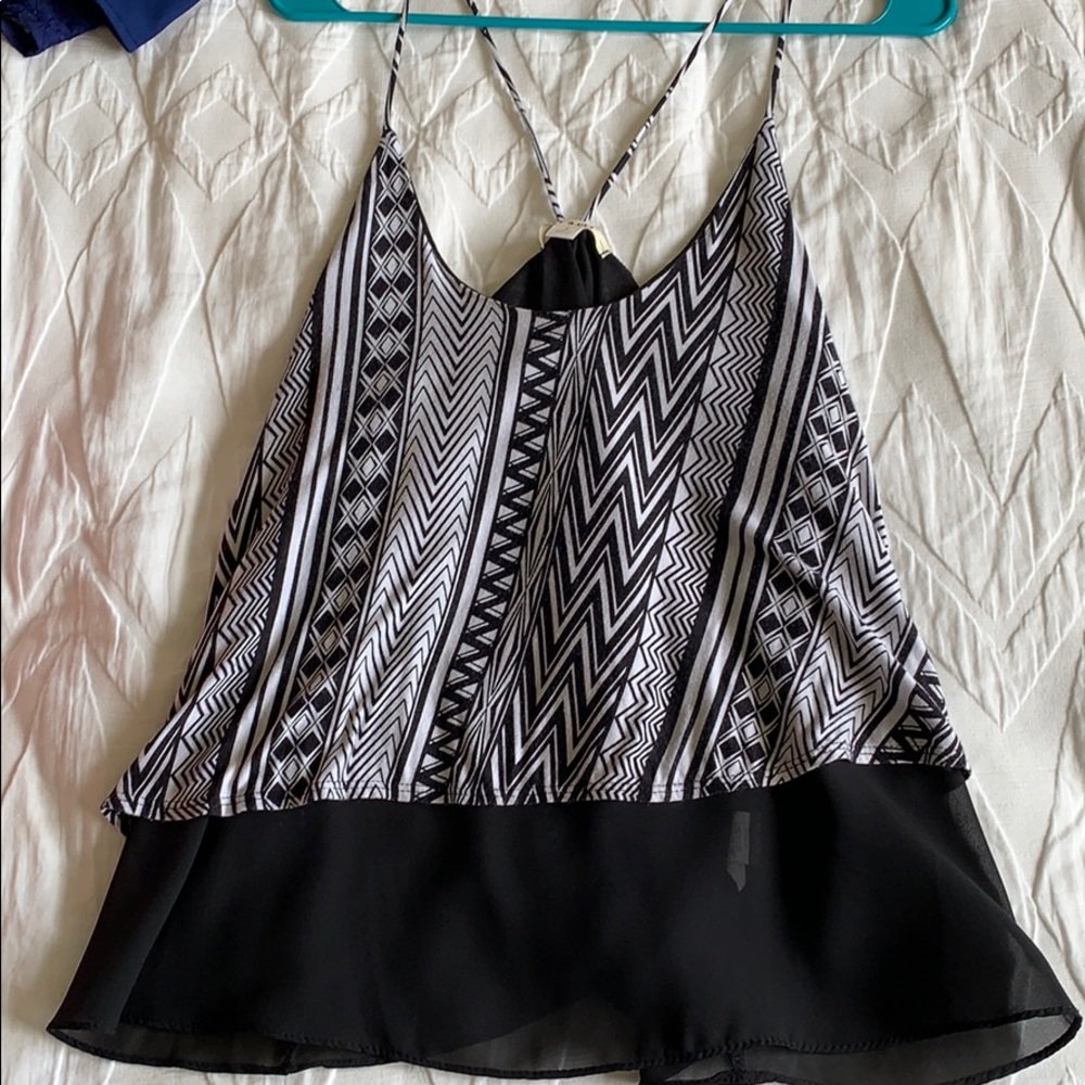 Black and white tribal tank